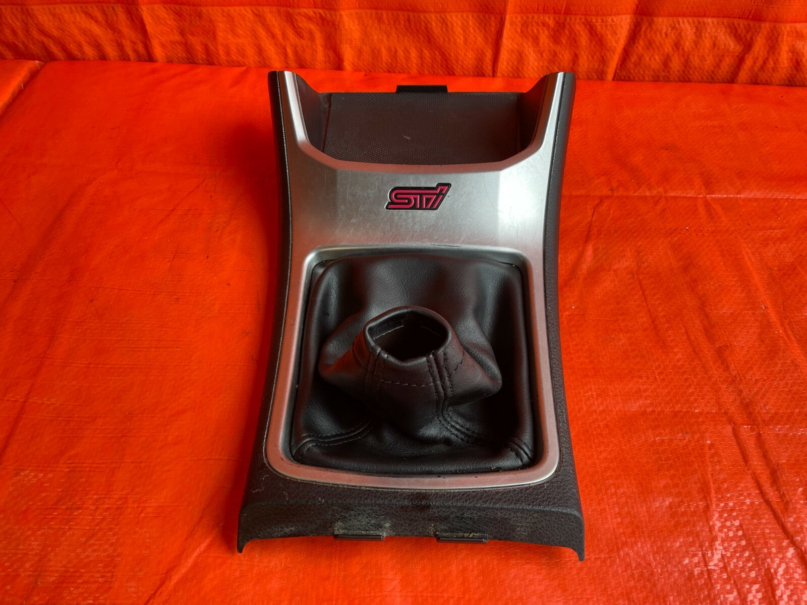 11 14 SUBARU IMPREZA WRX STi SEDAN   SHIFTER CONSOLE TRIM W/ BOOT   OEM OE #740