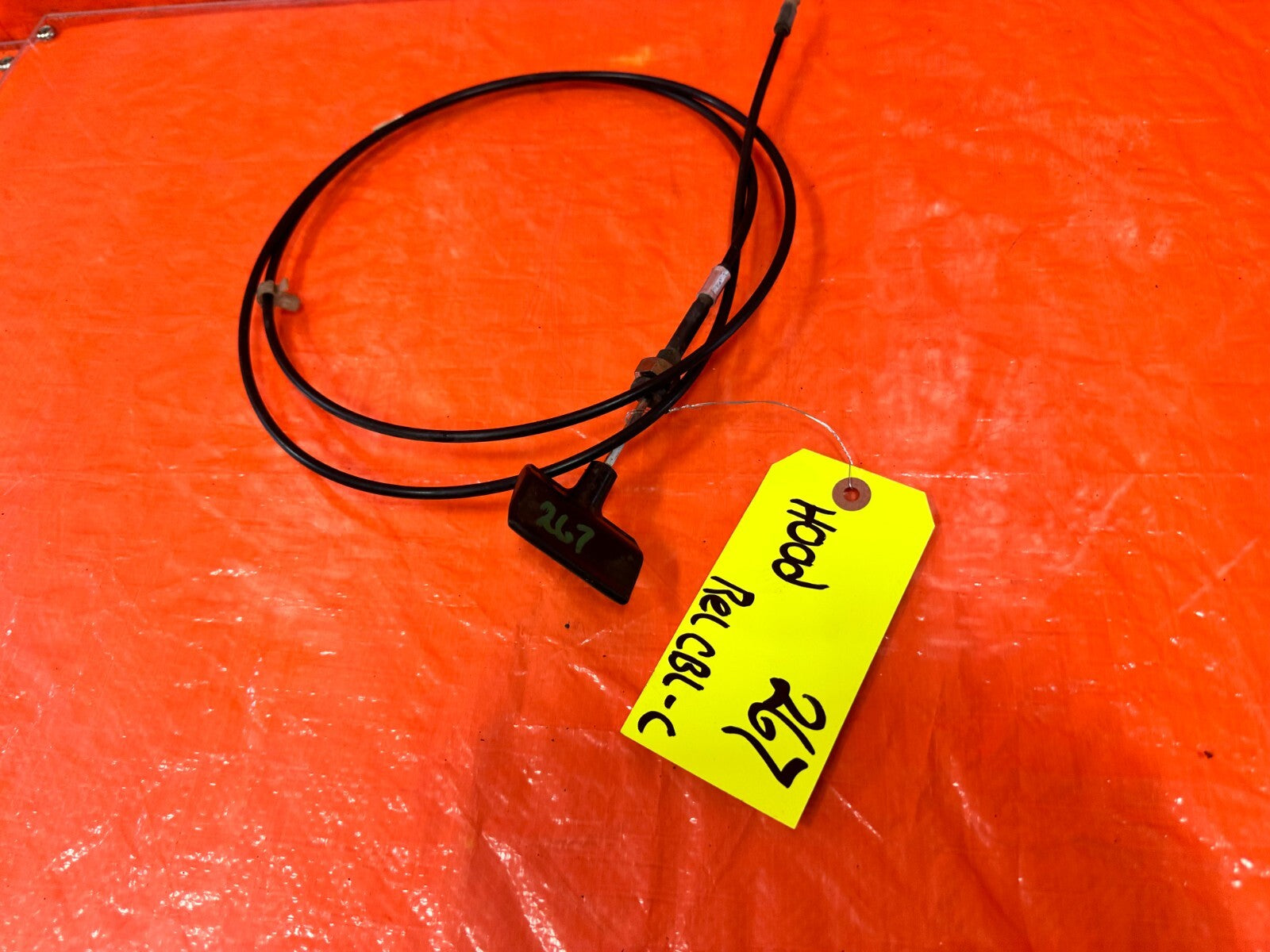 90 97 MAZDA MX 5 MIATA   HOOD RELEASE WIRE CABLE W/ PULL LEVER HANDLE   OEM 2678