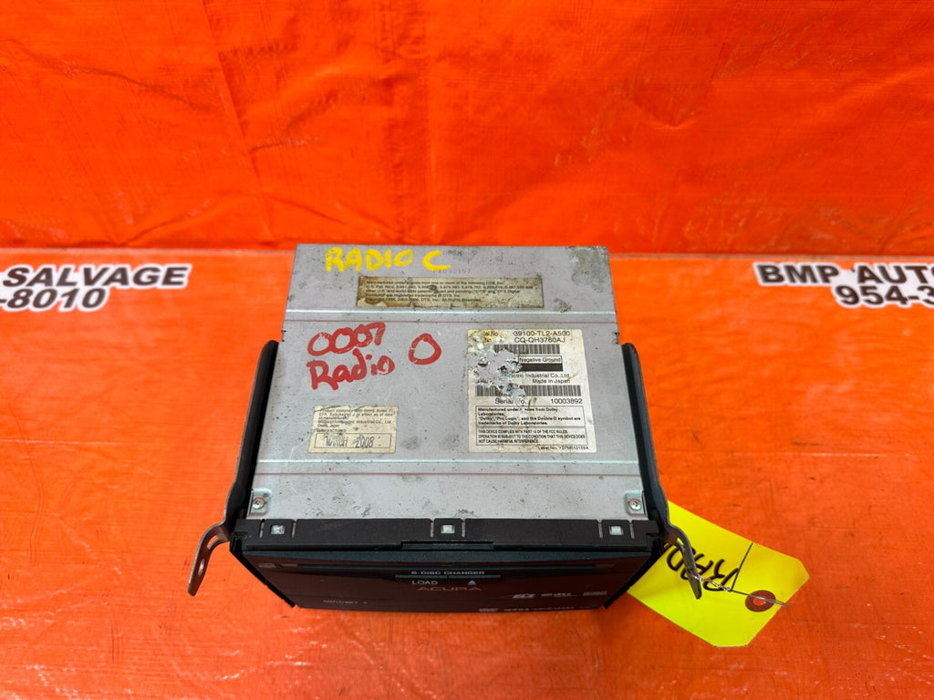 2009 ACURA TSX 6 DISC CD DVD PLAYER CHANGER RECEIVER TESTED 39100 TL2 A50 #77