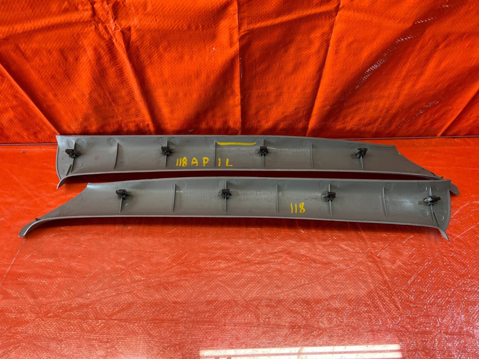 94 01 INTEGRA SEDAN A PILLAR TRIM SET   LEFT RIGHT A PILLARS   OEM FACTORY #1189