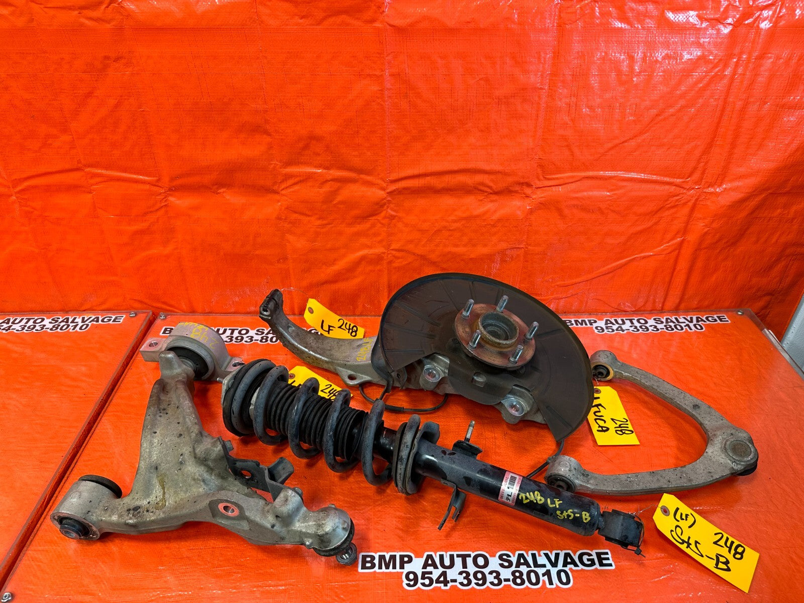 08 15 INFINITI G37 COUPE RWD LEFT FRONT SPINDLE W/ CONTROL ARMS & SHOCK OEM #2320