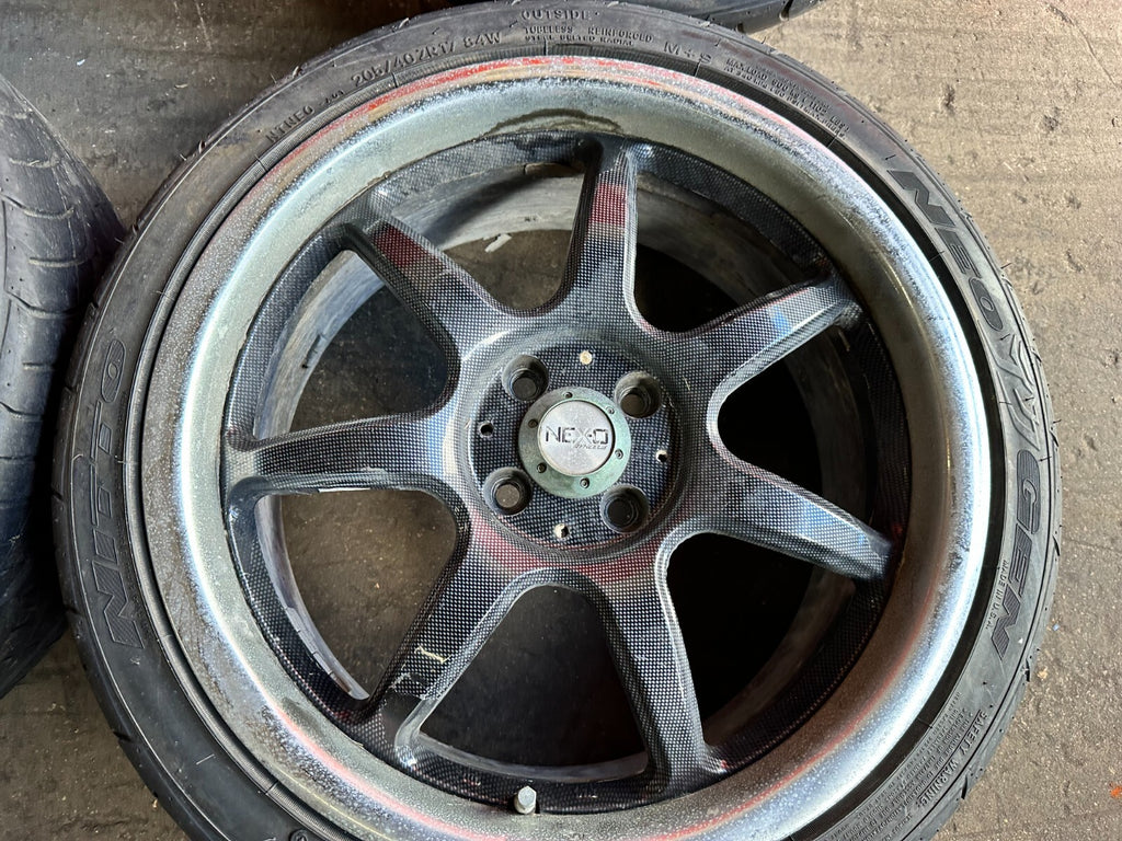 88 91 HONDA CRX   4x100   17x7   NEX O NEX 0 RACING WHEELS W/ NITTO TIRES   27715