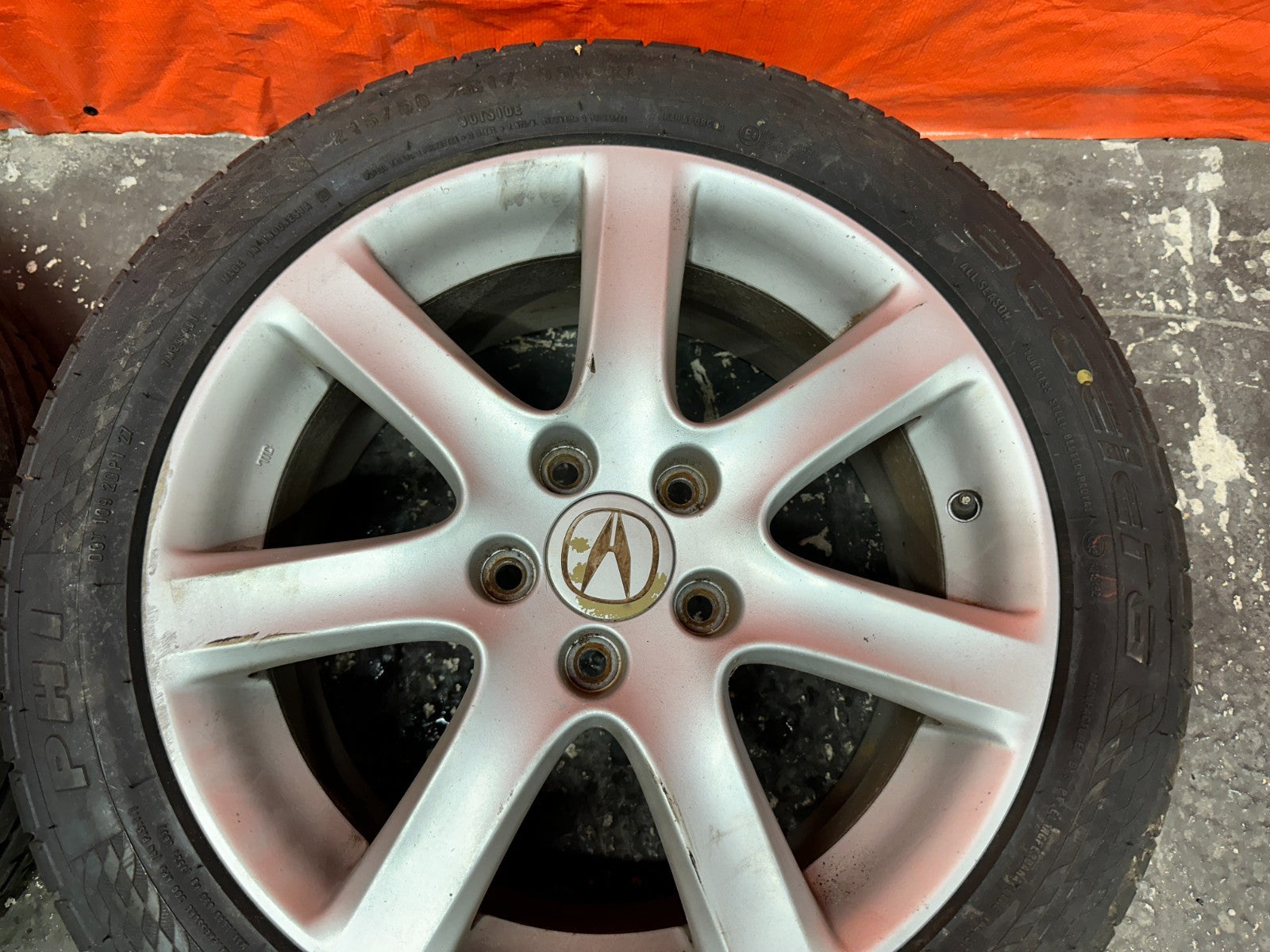 04 08 ACURA TSX 17 INCH WHEELS  W/ GOOD TIRES RIMS ALLOY OEM #3306