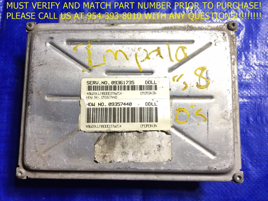 OEM 2000 CHEVROLET IMPALA/MONTE CARLO ENGINE CONTROL UNIT ECU ECM 09361735 DDLL0