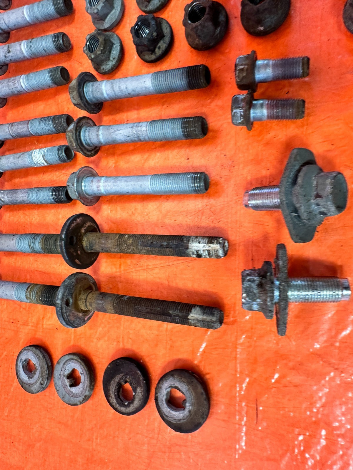 08 15 INFINITI G37 Q60   REAR TRAILING ARM CASTER CAMBER BOLTS HARDWARE OEM 3296