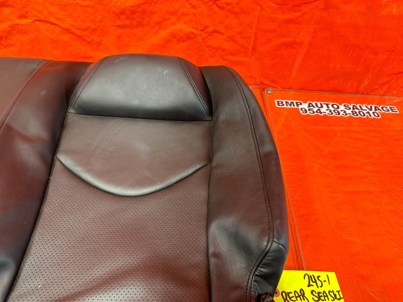 08 09 INFINITI G37 COUPE SPORT REAR UPPER SEAT BLACK LEATHER COVER SKIN OEM 2456