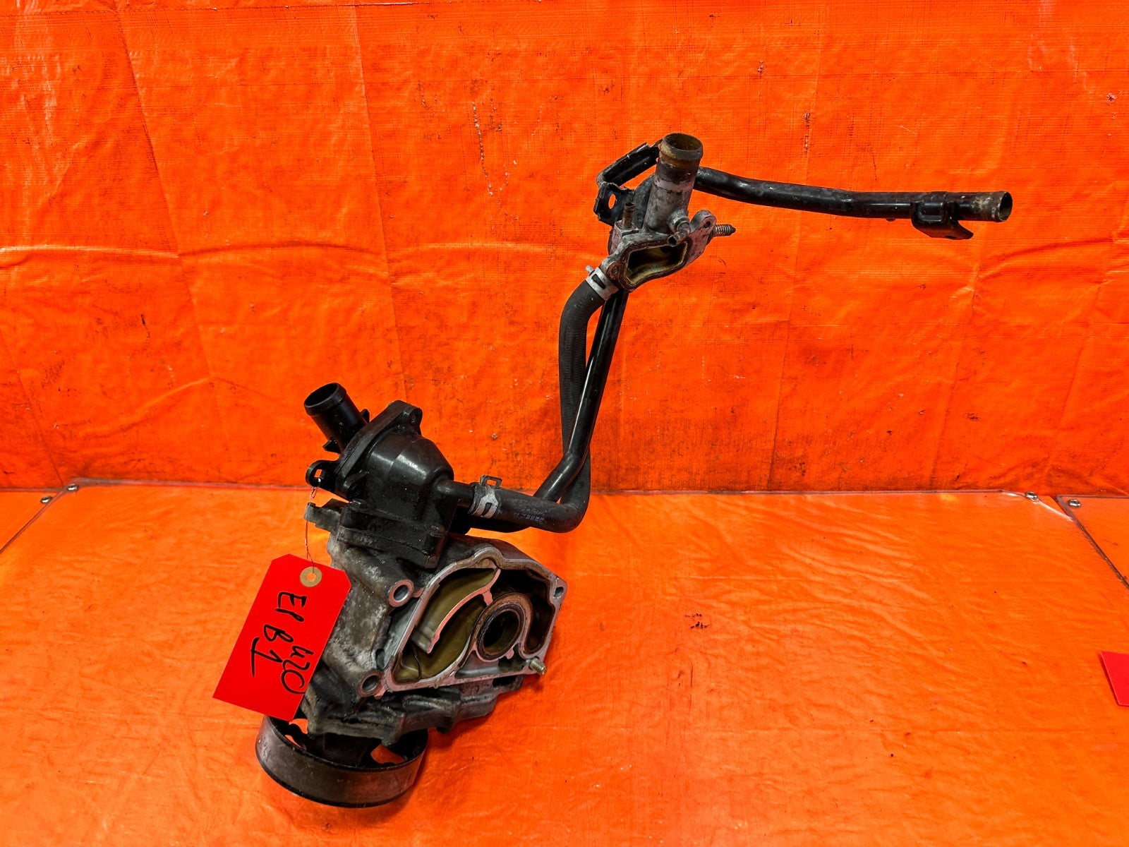 02 06 ACURA RSX K20A2 K20A3 WATER PUMP HOUSING W/ COOLANT NECK & THERMOSTAT OEM11