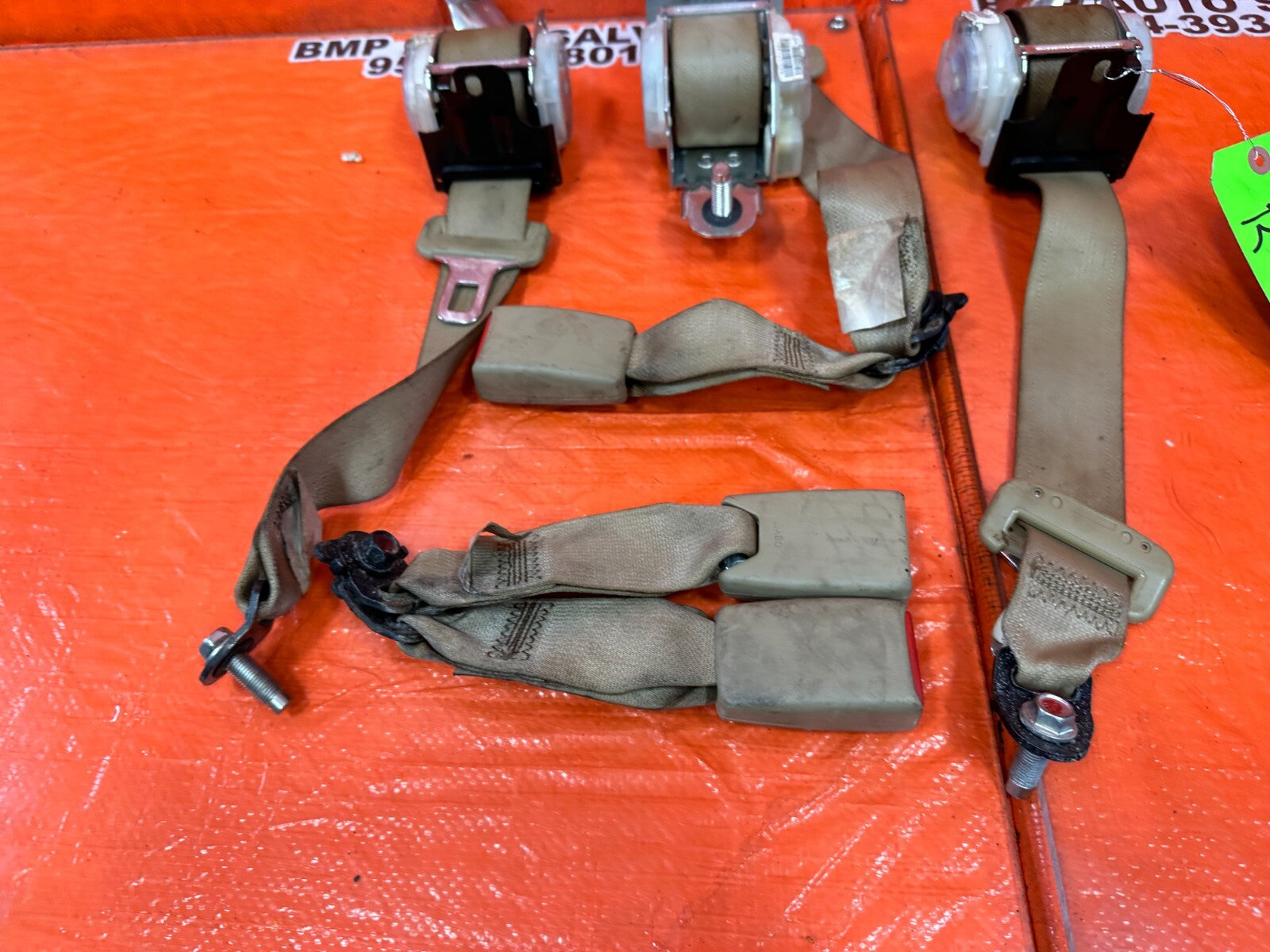 08 12 HONDA ACCORD SEDAN REAR SEAT BELT SET LEFT & RIGHT SEAT BELTS TAN OEM 2512