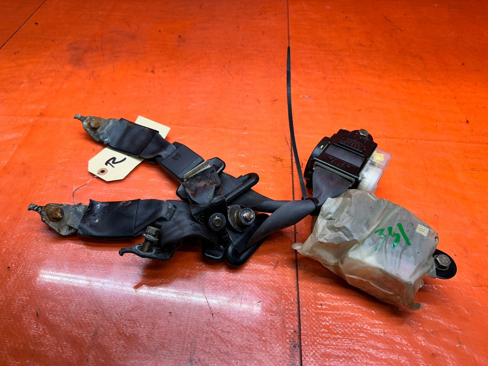 94 01 ACURA INTEGRA 2D REAR SEAT BELT BELTS BLACK RETRACTOR BUCKLE SET OEM #3316