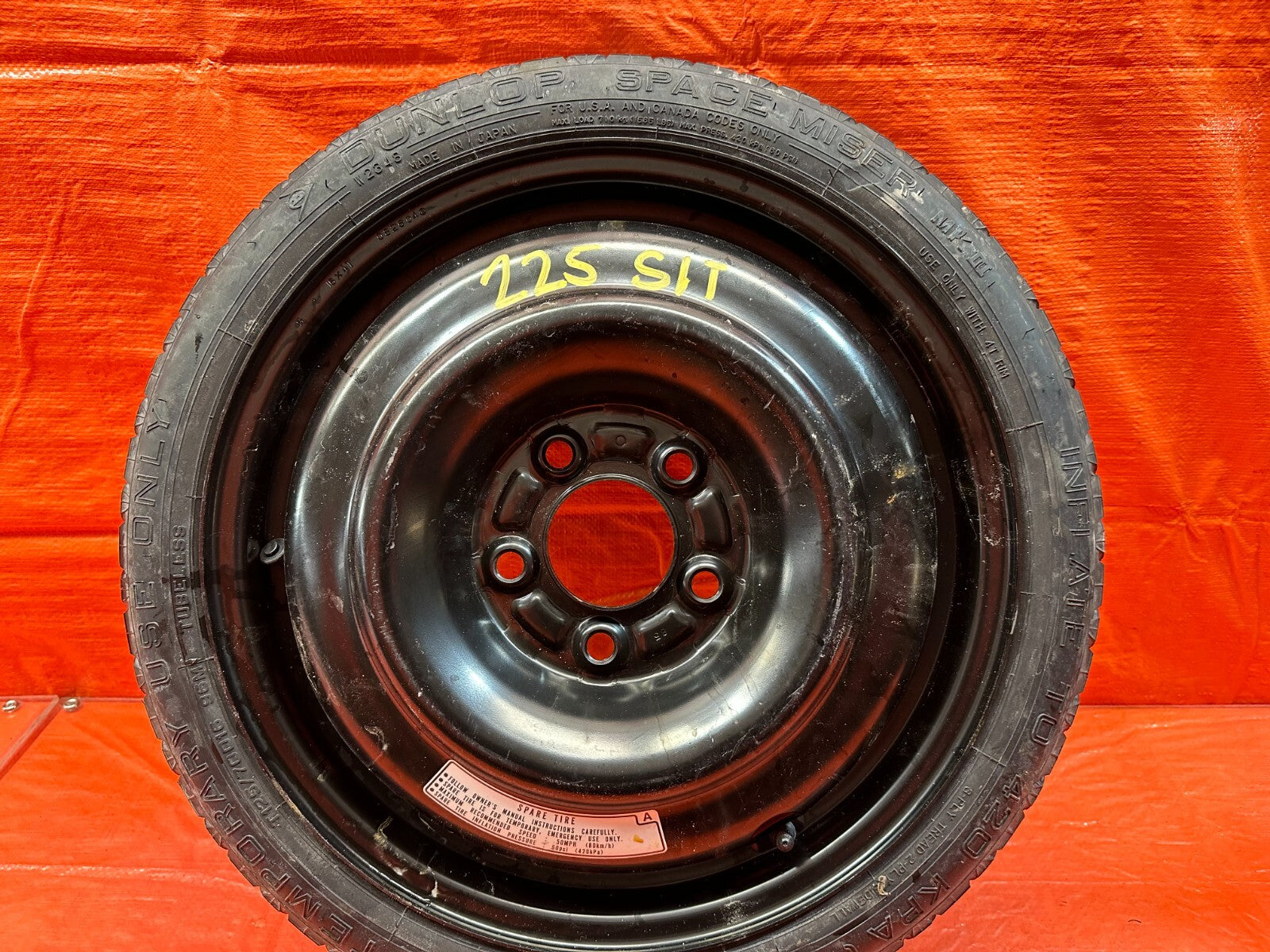 00 09 HONDA S2000   EMERGENCY SPARE BACK UP TIRE WHEEL RIM   OEM FACTORY #2252