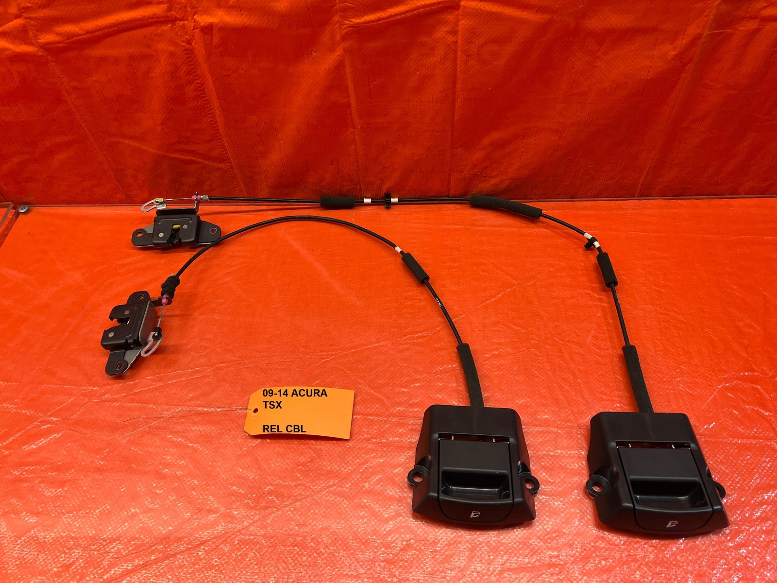 09 14 ACURA TSX LEFT & RIGHT REAR SEAT RECLINIG RELEASE CABLES W PULL HANDLE 1670