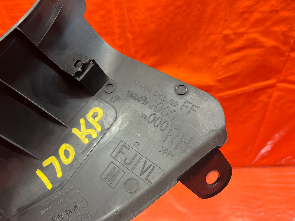 15 21 SUBARU WRX & STI   KICK PANEL   PASSENGER RIGHT SIDE   BLACK COLOR OEM 1709