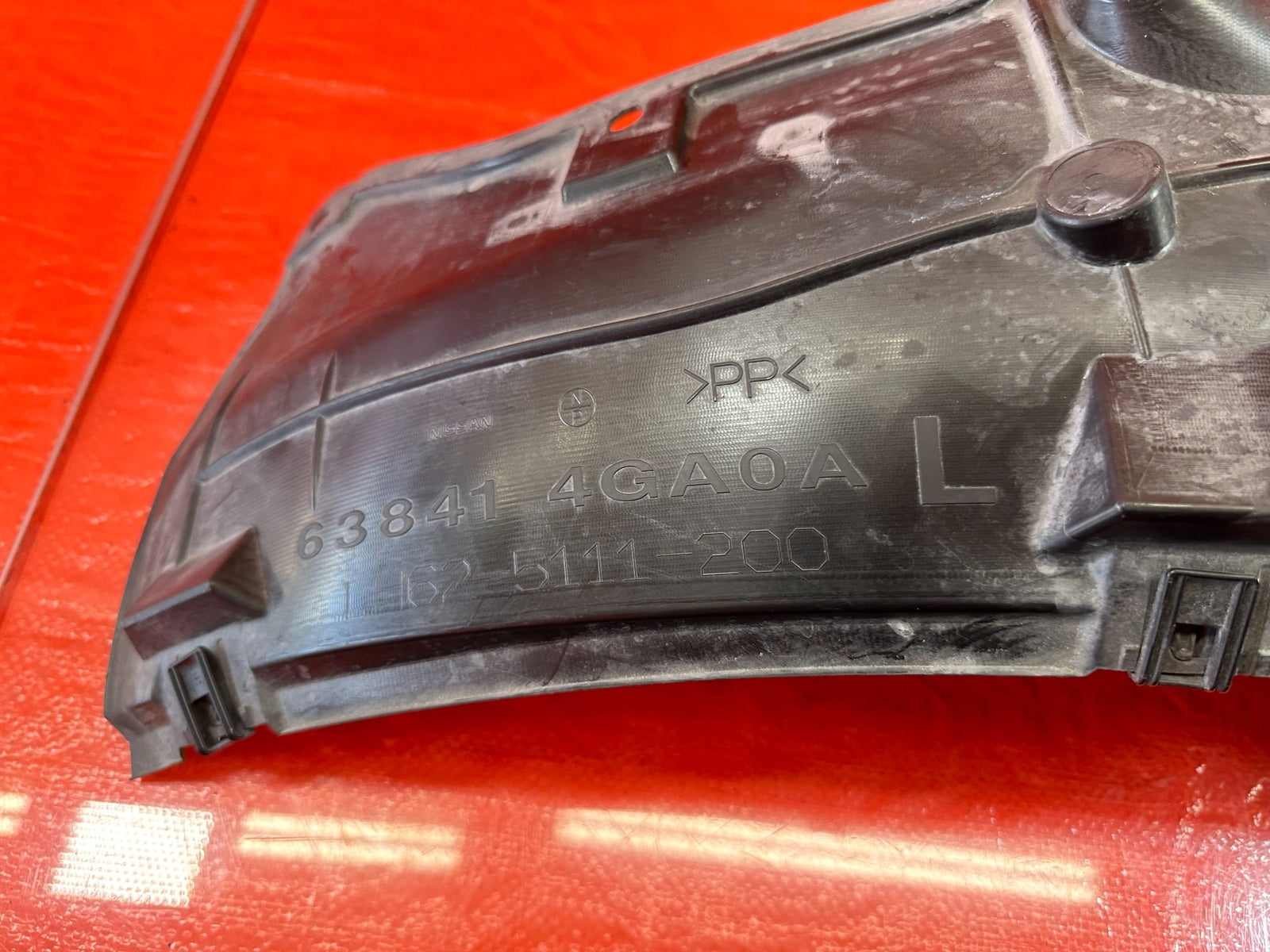 14 20 INFINITI Q50   FENDER LINER LEFT FRONT   REAR PORTION ONLY   OEM #1859
