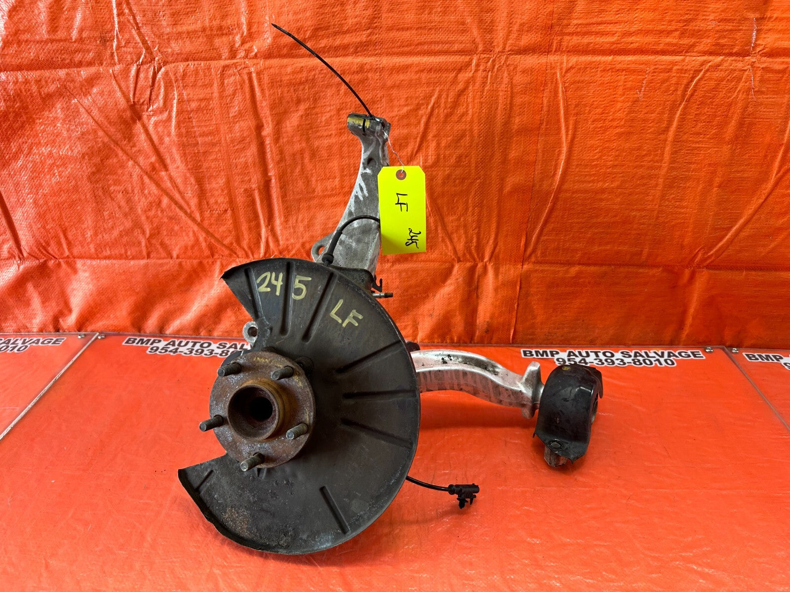 08 15 INFINITI G37 COUPE S RWD LEFT FRONT SPINDLE W/ LOWER CONTROL ARM OEM #2450
