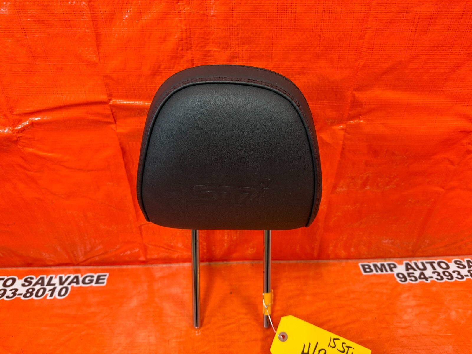 15 19 SUBARU WRX STI   FRONT SEAT HEAD REST   LEFT OR RIGHT   BLACK W RED STITCH4