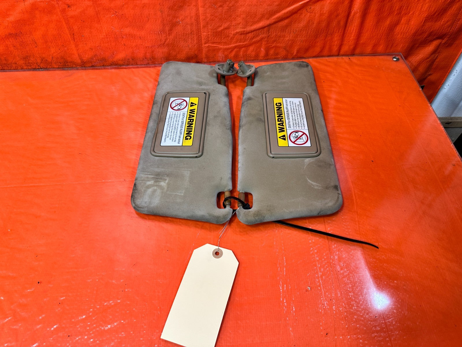 97 01 HONDA PRELUDE   LEFT AND RIGHT SUN VISORS PAIR SET   TAN   OEM #3237