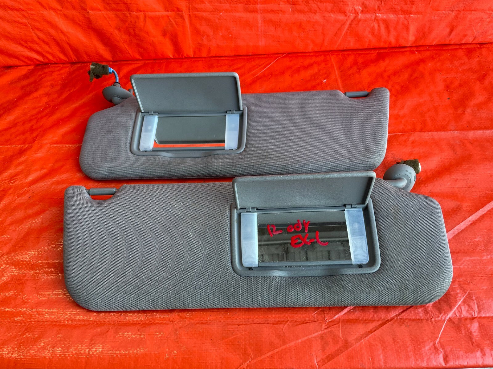 11 13 HONDA ODYSSEY   SUNVISOR SET   LEFT RIGHT DRIVER PASSENGER   GRAY   OEM OE9