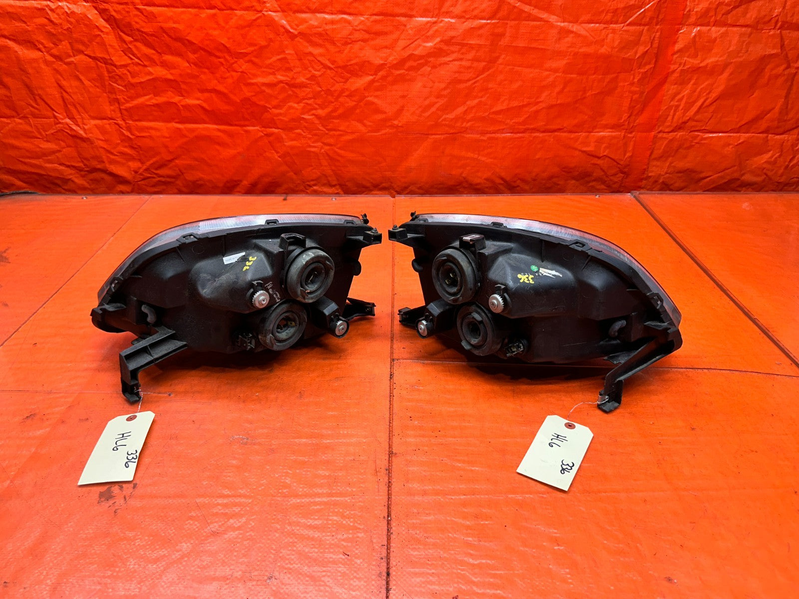 97 01 HONDA PRELUDE 2.2L BLACK HOUSING AFTERMARKET LEFT RIGHT HEADLIGHTS #33620