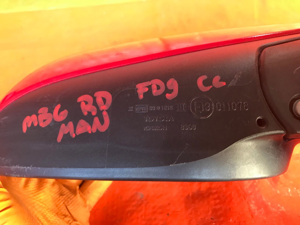OEM 2011 11 TOYOTA YARIS HATCHBACK PASSENGER RIGHT SIDE VIEW MIRROR MANUAL RED7