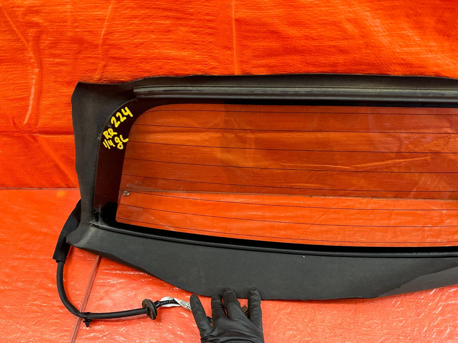 02 09 HONDA S2000   REAR SOFT TOP GLASS WINDOW W/ HONDA LOGO   OEM FACTORY #2244