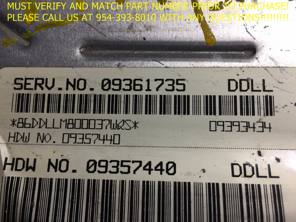OEM 2000 CHEVROLET IMPALA/MONTE CARLO ENGINE CONTROL UNIT ECU ECM 09361735 DDLL1