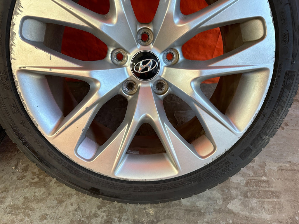 10 16 HYUNDAI GENESIS COUPE   18 INCH FACTORY WHEELS W/ TIRES   OEM OE RIMS #2193