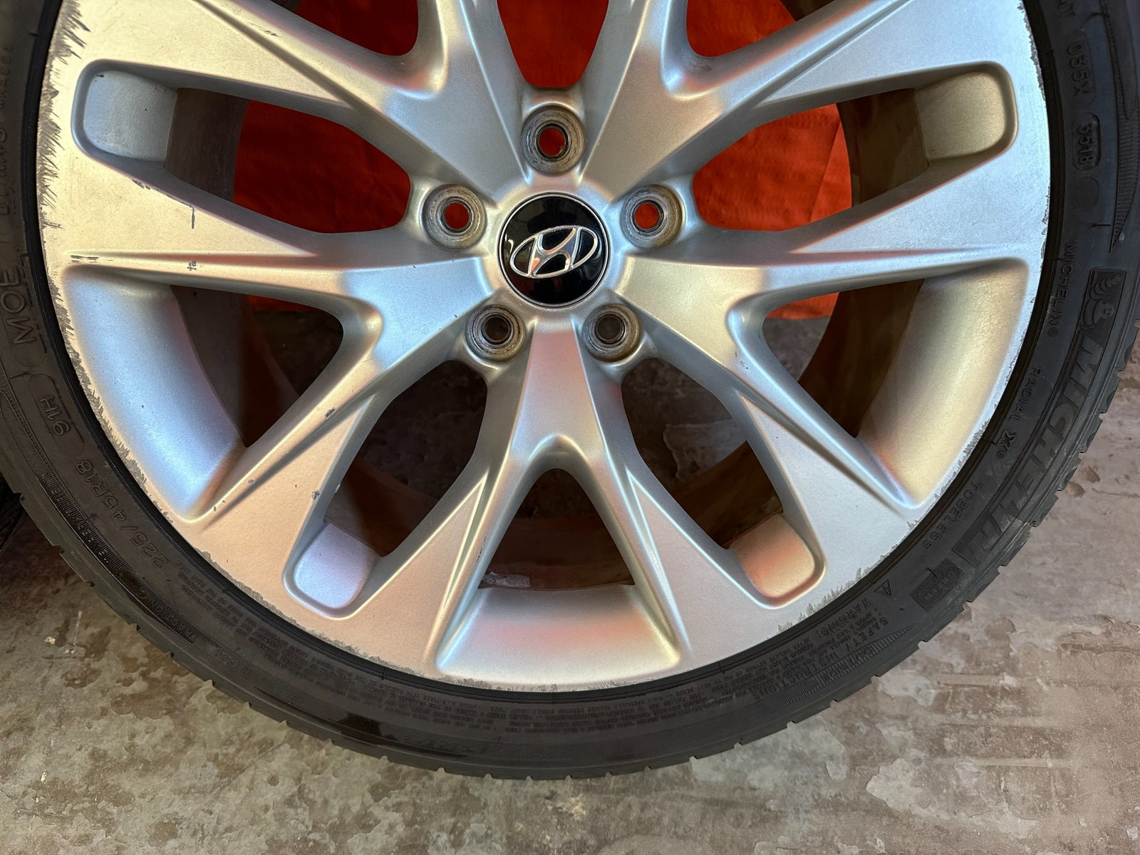 10 16 HYUNDAI GENESIS COUPE   18 INCH FACTORY WHEELS W/ TIRES   OEM OE RIMS #2193