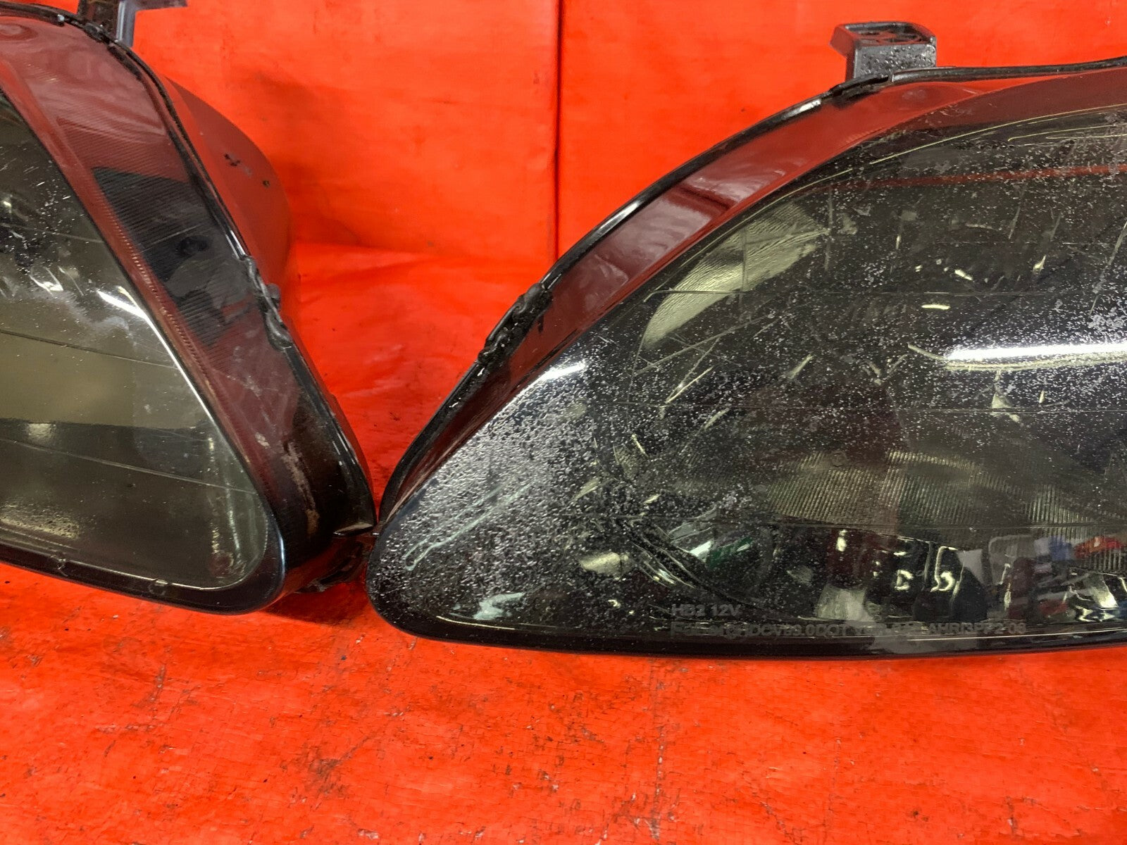 99 00 HONDA CIVIC SI EM1   BLACKED OUT HEADLIGHT HEADLAMP SET HEADLIGHTS 4