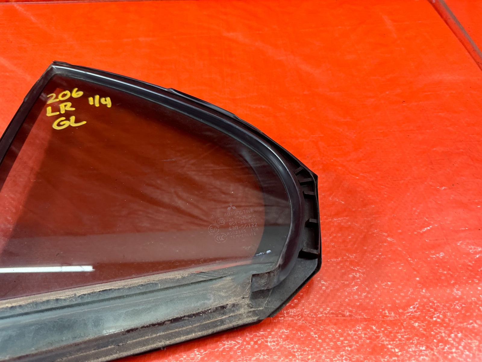08 15 LANCER EVOLUTION X EVO 10   DRIVER LEFT REAR 1/4 QUARTER GLASS WINDOW #2065