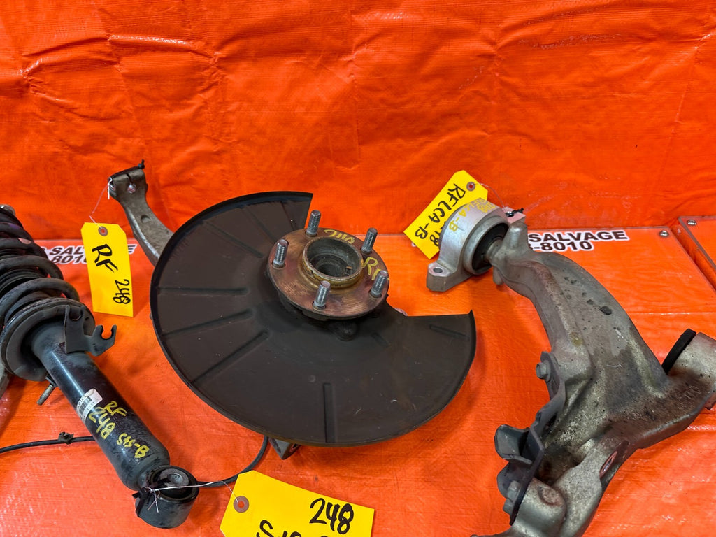 08 15 INFINITI G37 COUPE RWD RIGHT FRONT SPINDLE SHOCK AND CONTROL ARMS OEM 2482