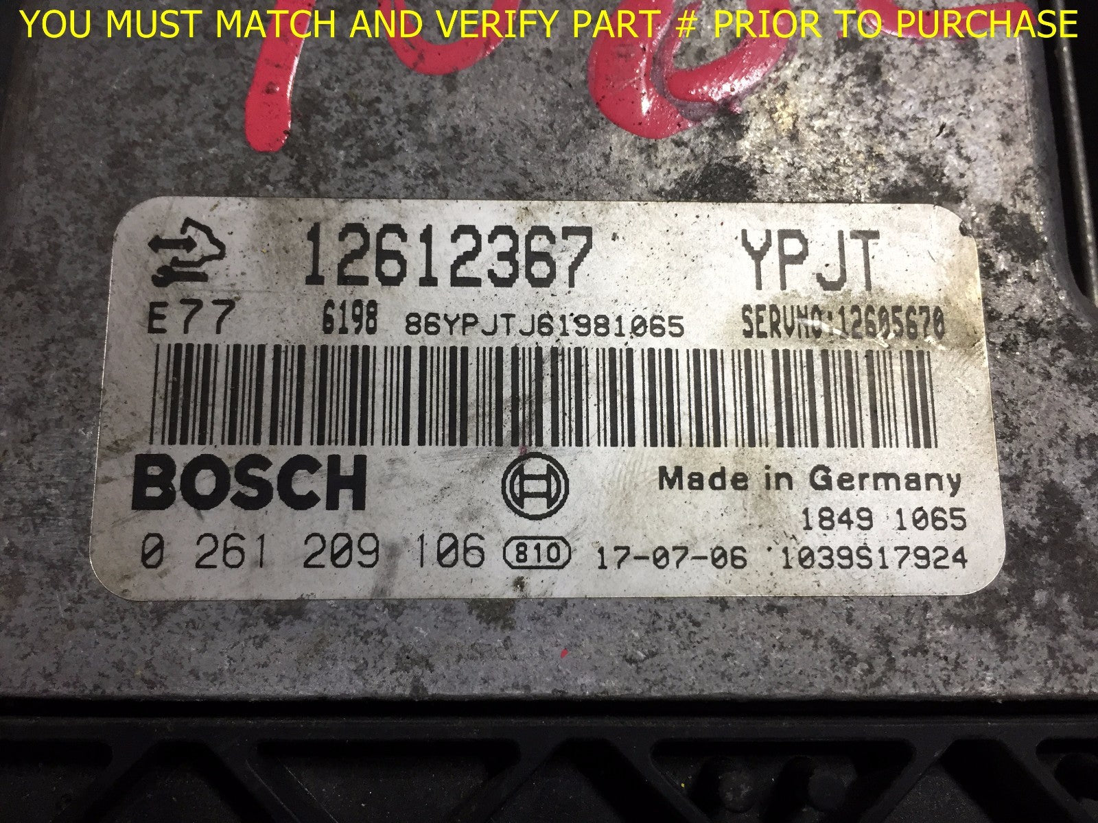 OEM 2007 CADILLAC SRX ENGINE COMPUTER ECU ECM EBX BRAIN MODULE 02612091061