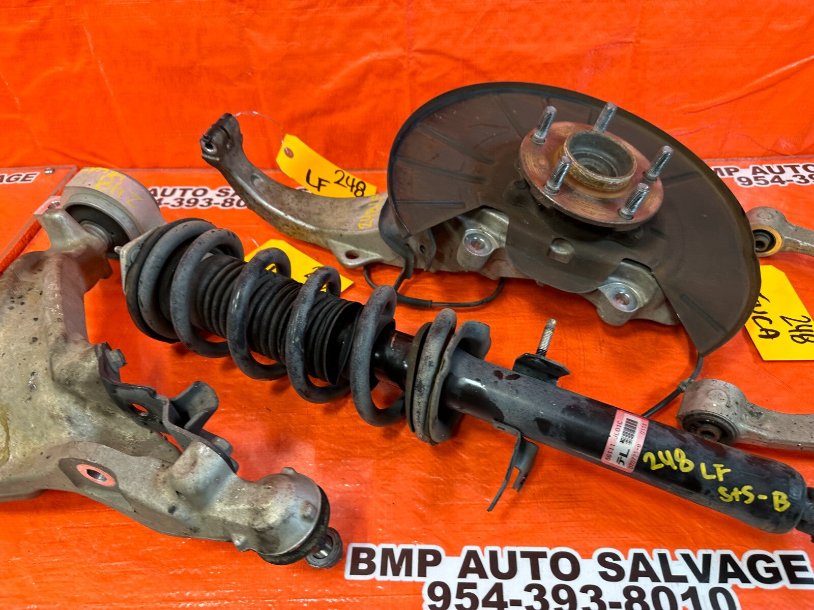 08 15 INFINITI G37 COUPE RWD LEFT FRONT SPINDLE W/ CONTROL ARMS & SHOCK OEM #2325