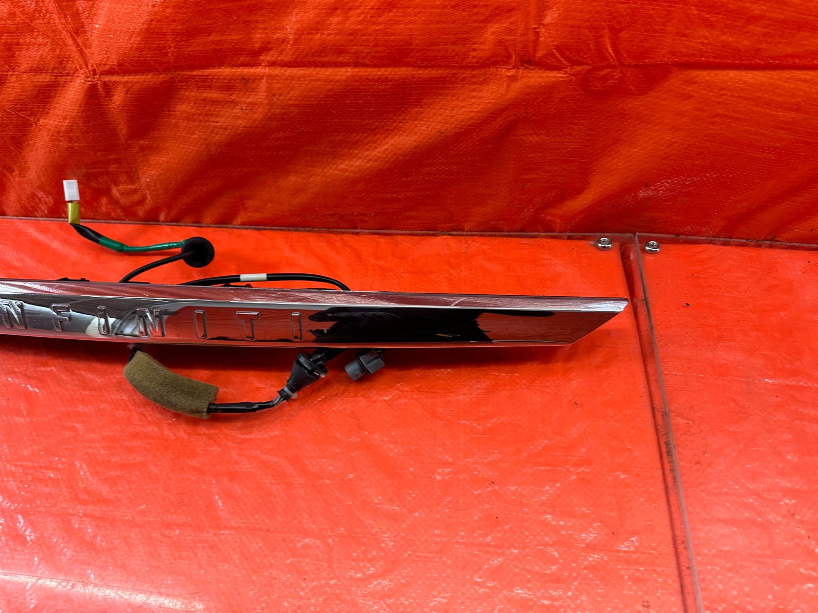 14 17 INFINITI Q50   REAR UPPER TRUNK TRIM W/ BACK UP CAMERA & INFINITI TEXT OEM5