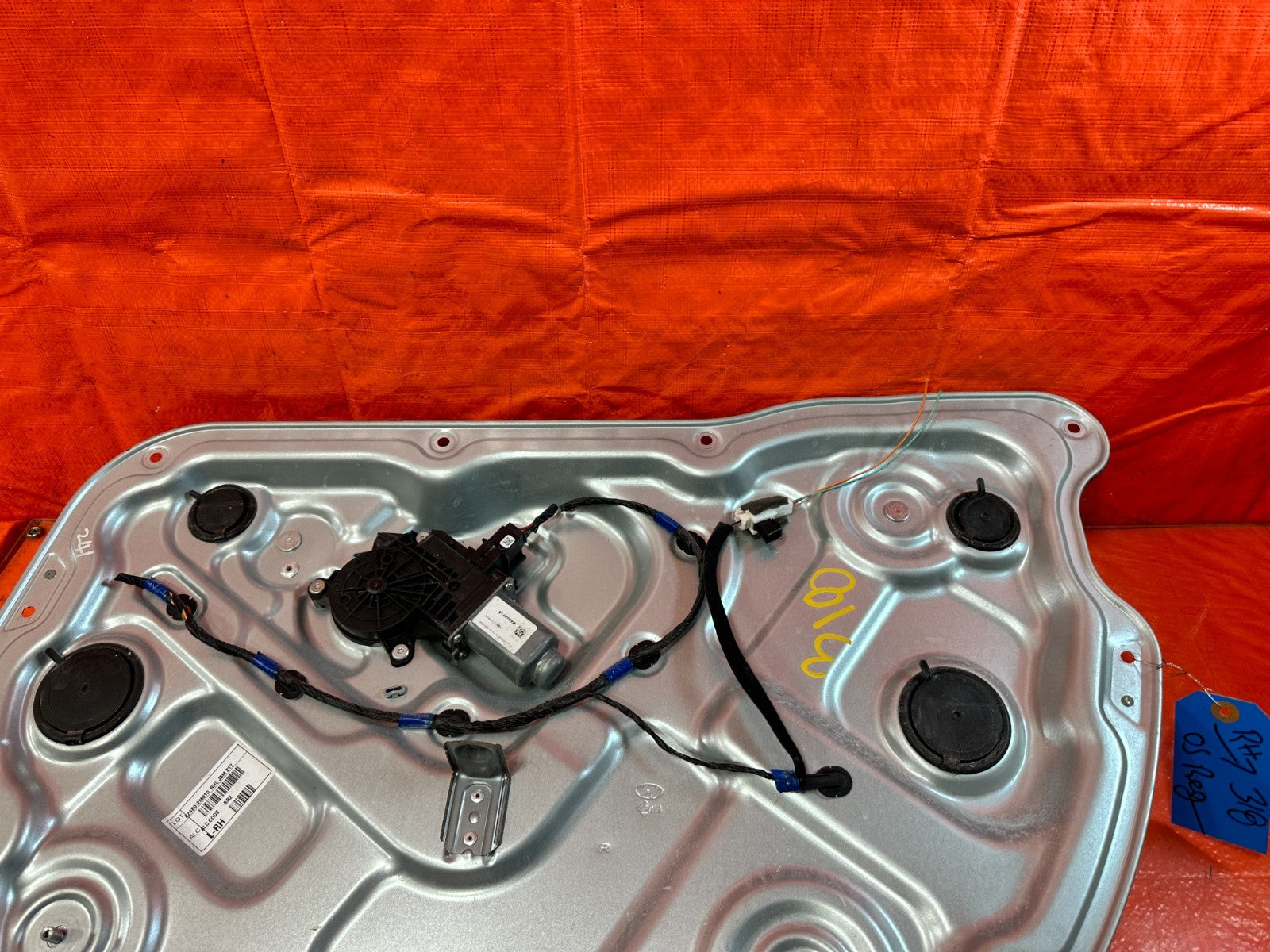 10 16 HYUNDAI GENESIS COUPE   PASSENGER RIGHT WINDOW REGULATOR W/ MOTOR OEM #3184