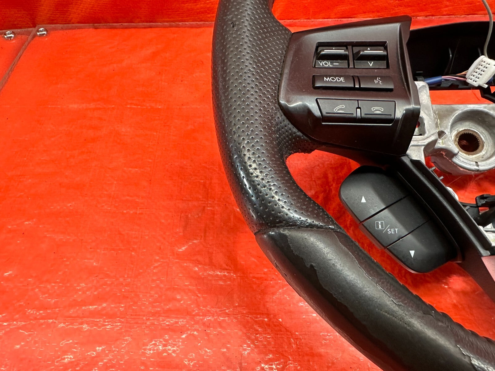 15 20 SUBARU WRX STI   STEERING WHEEL   BLACK LEATHER WRAP   OEM FACTORY #18212