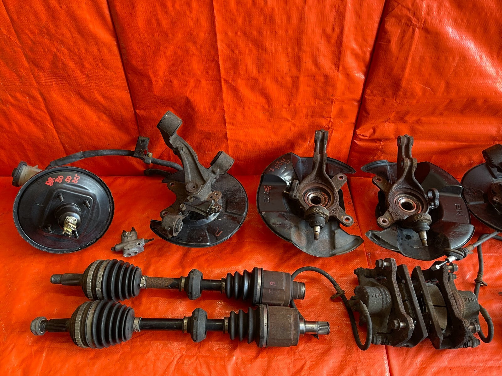 01 05 HONDA CIVIC   FULL 36MM 5 LUG CONVERSION SPINDLES CALIPERS E BRAKE BOOSTER10