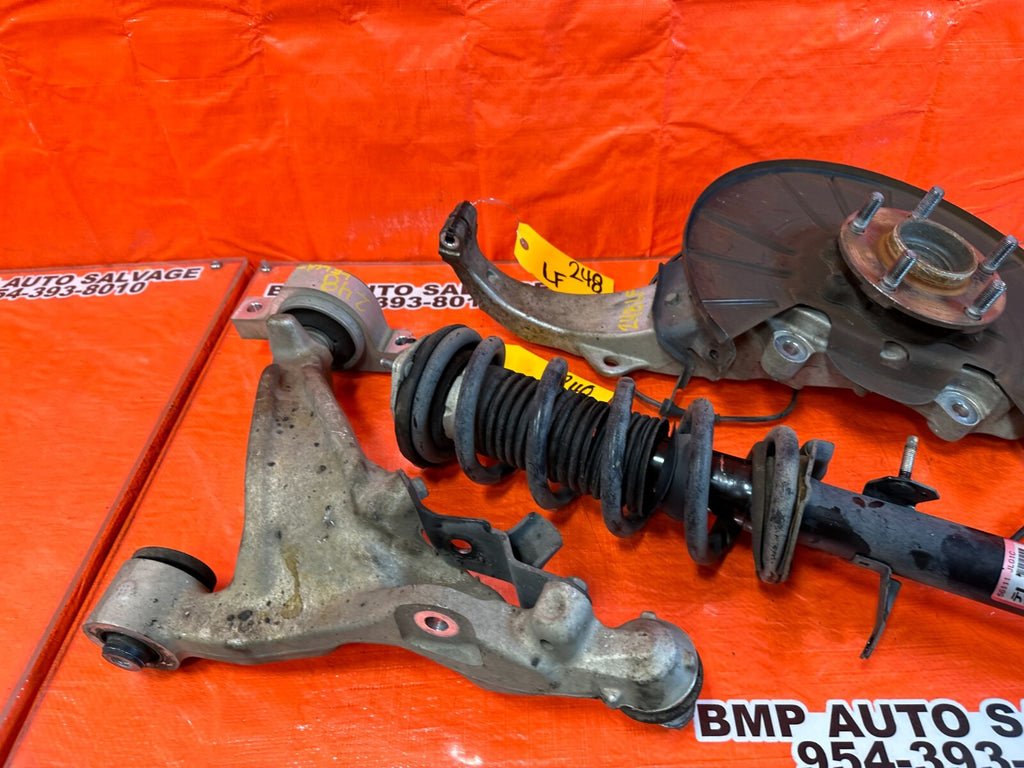 08 15 INFINITI G37 COUPE RWD LEFT FRONT SPINDLE W/ CONTROL ARMS & SHOCK OEM #2326