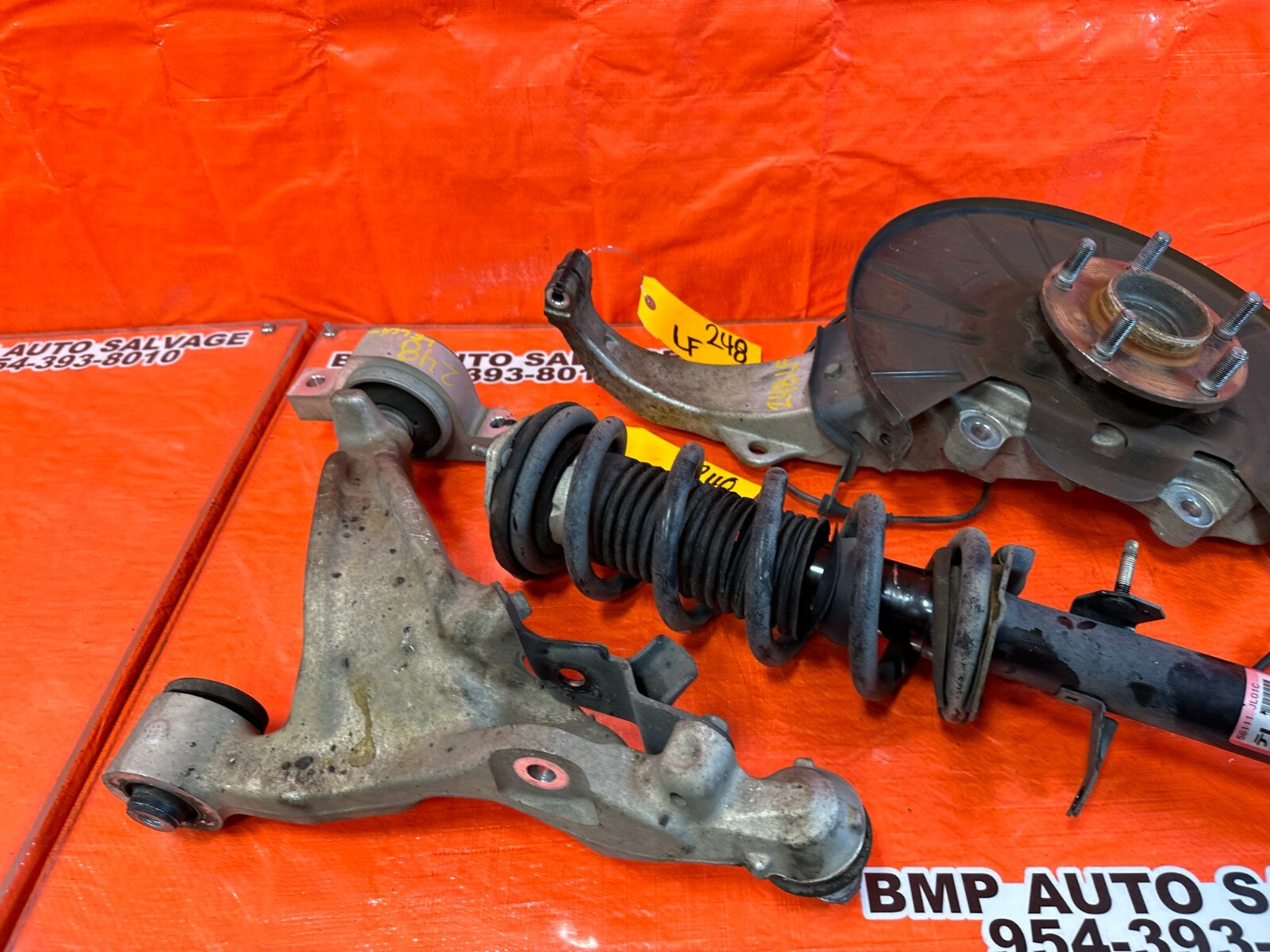 08 15 INFINITI G37 COUPE RWD LEFT FRONT SPINDLE W/ CONTROL ARMS & SHOCK OEM #2326
