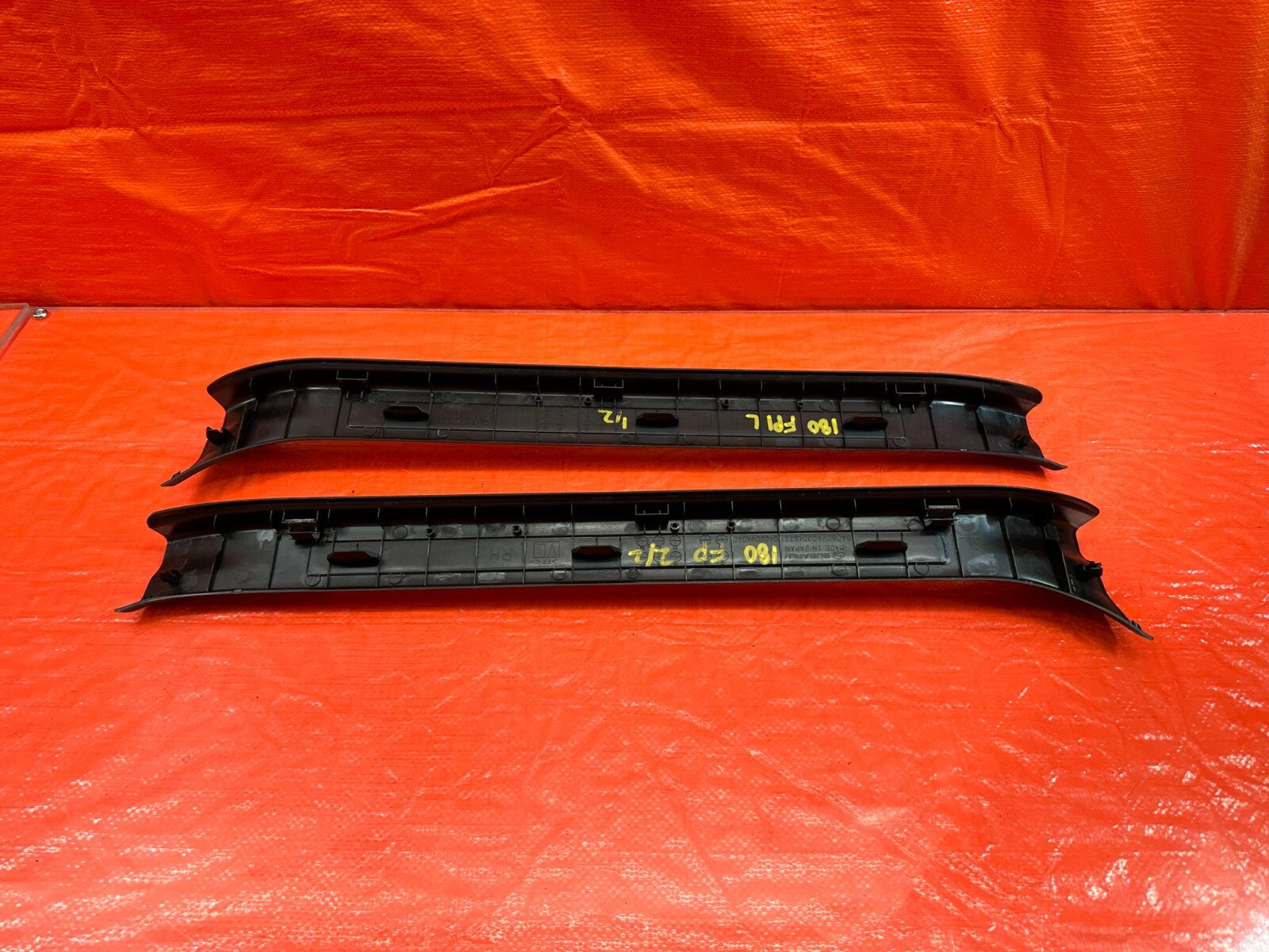 15 20 SUBARU WRX STI FLOOR PILLAR SCUFF PLATE SET W/ STI BADGE   LEFT RIGHT #1809