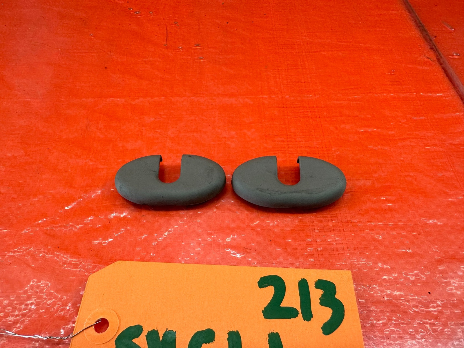 02 05 HONDA CIVIC SI EP3 HATCH LEFT & RIGHT SUN VISOR CAPS CLIPS COVERS OEM #2135