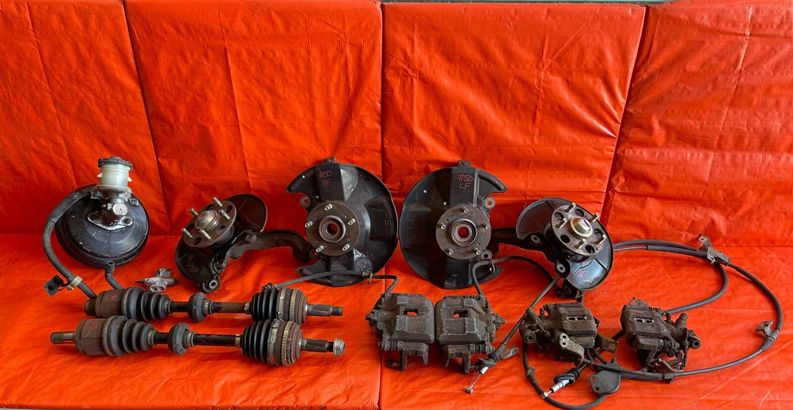 01 05 HONDA CIVIC   FULL 36MM 5 LUG CONVERSION SPINDLES CALIPERS E BRAKE BOOSTER0