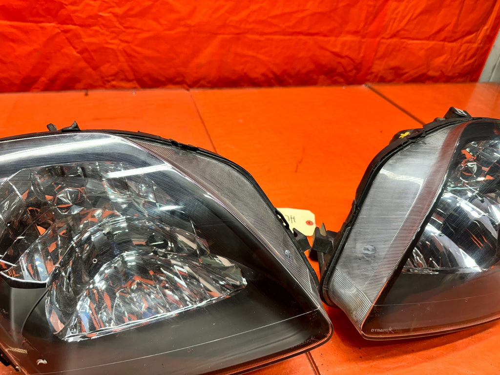 97 01 HONDA PRELUDE 2.2L BLACK HOUSING AFTERMARKET LEFT RIGHT HEADLIGHTS #33611