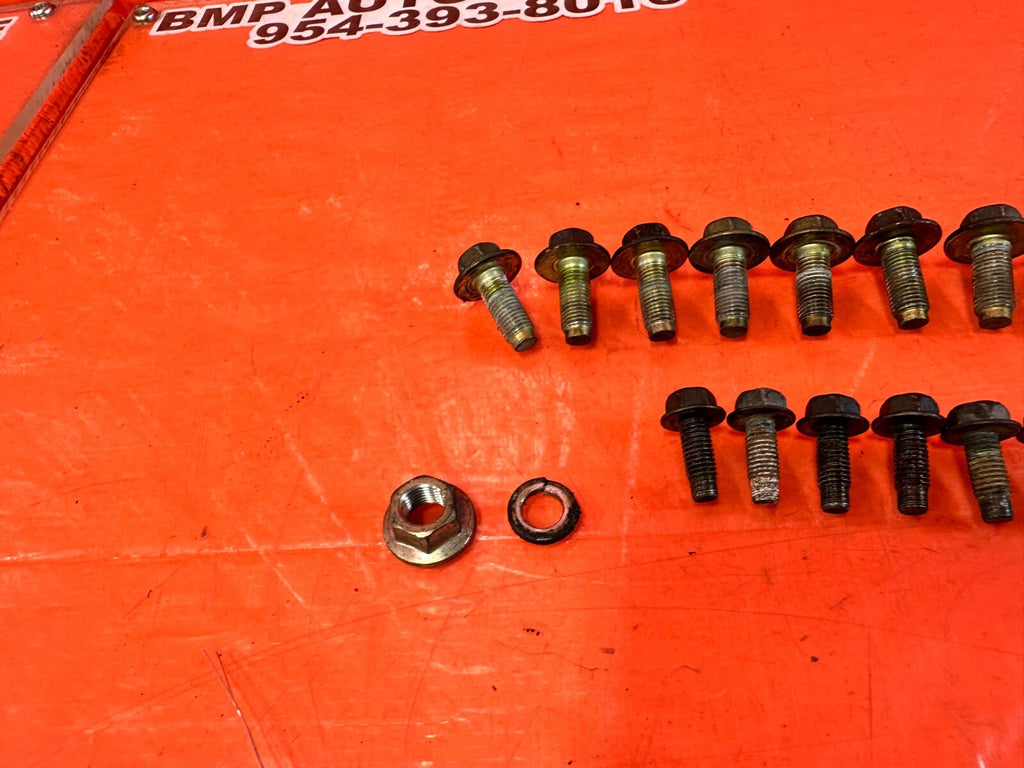 03 09 NISSAN 350Z   REAR SUBFRAME BRACE BRACKET BOLTS NUTS HARDWARE   OEM #2627