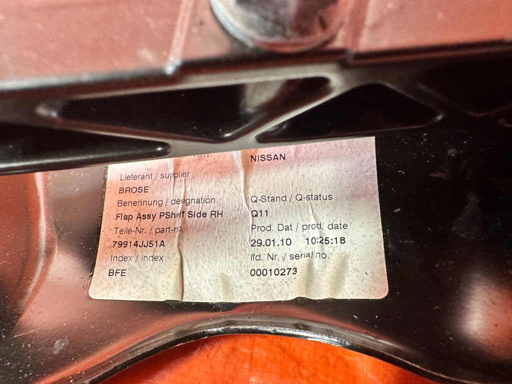09 15 INFINITI G37 Q60 CONVERTIBLE RIGHT PASSENGER REAR PARCEL SHELF FLAP #3292