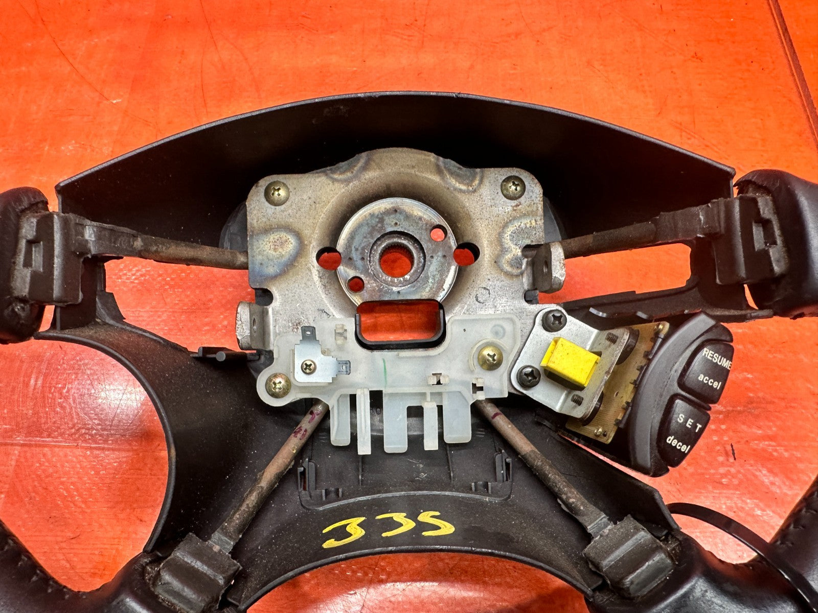 97 01 HONDA PRELUDE 2.2L BLACK LEATHER STEERING WHEEL BARE WHEEL CORE OEM #3359