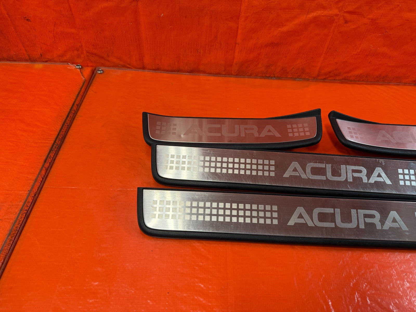 04 08 ACURA TSX   FLOOR PILLAR SCUFF PLATE SET LEFT RIGHT FRONT REAR   OEM #3225