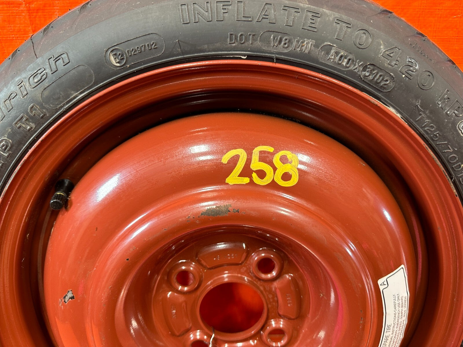 02 03 HONDA CIVIC SI EP3   4x100 EMERGENCY SPARE BACK UP TIRE WHEEL RIM OEM #2585