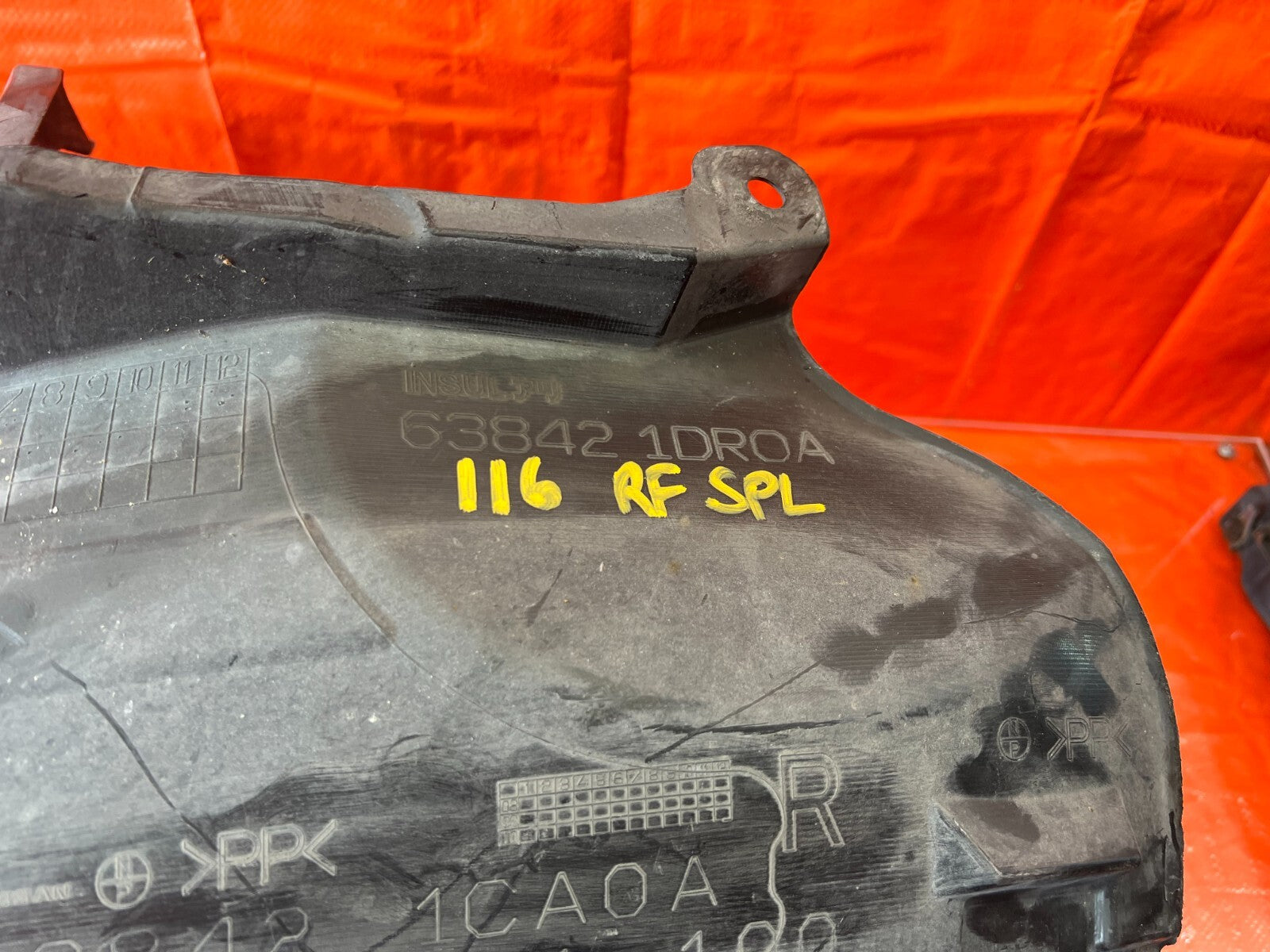 09 12 INFINITI FX50 FX35 PASSENGER RIGHT FRONT FENDER SPLASH SHIELD GUARD OEM 5