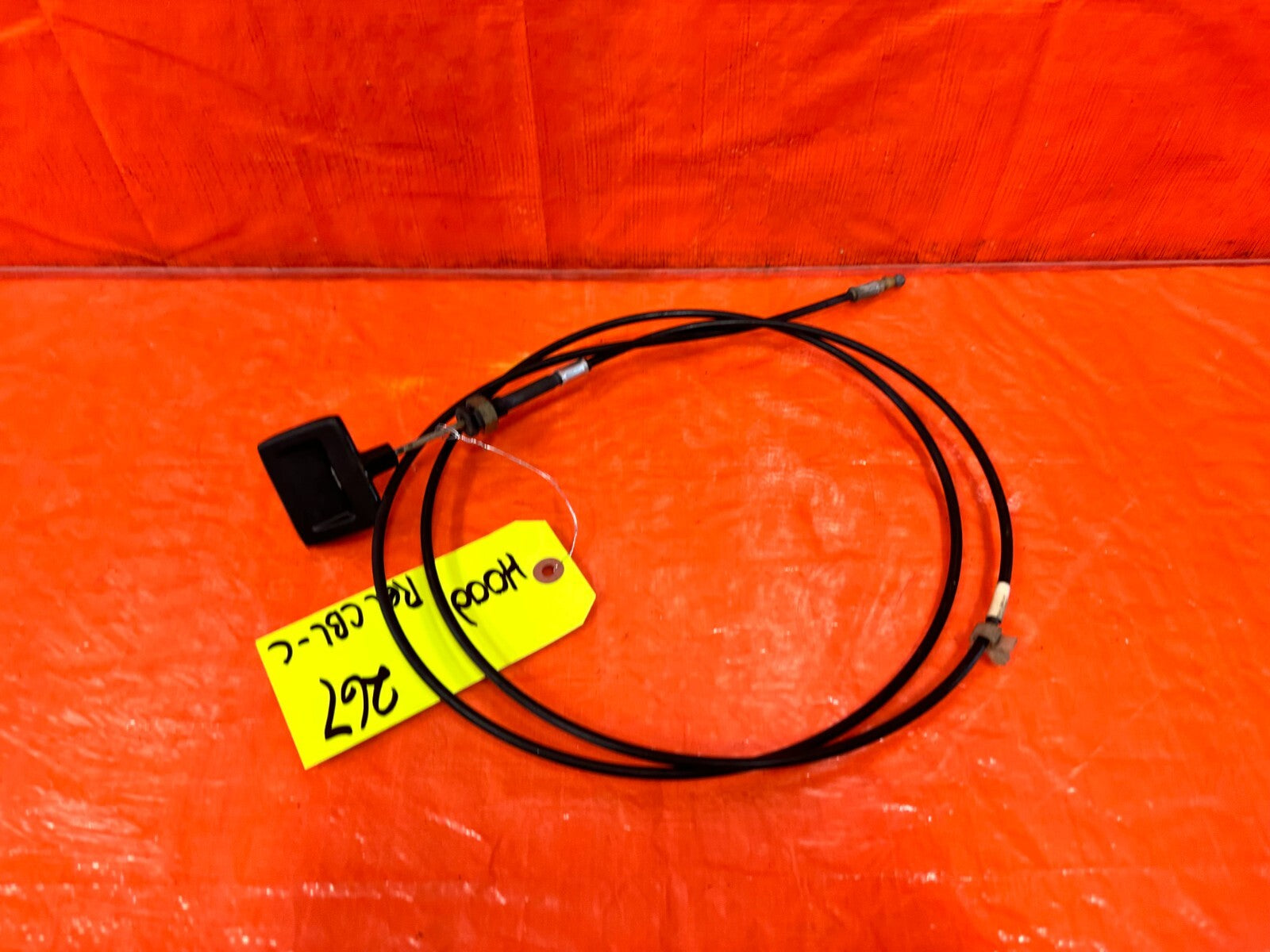 90 97 MAZDA MX 5 MIATA   HOOD RELEASE WIRE CABLE W/ PULL LEVER HANDLE   OEM 26711