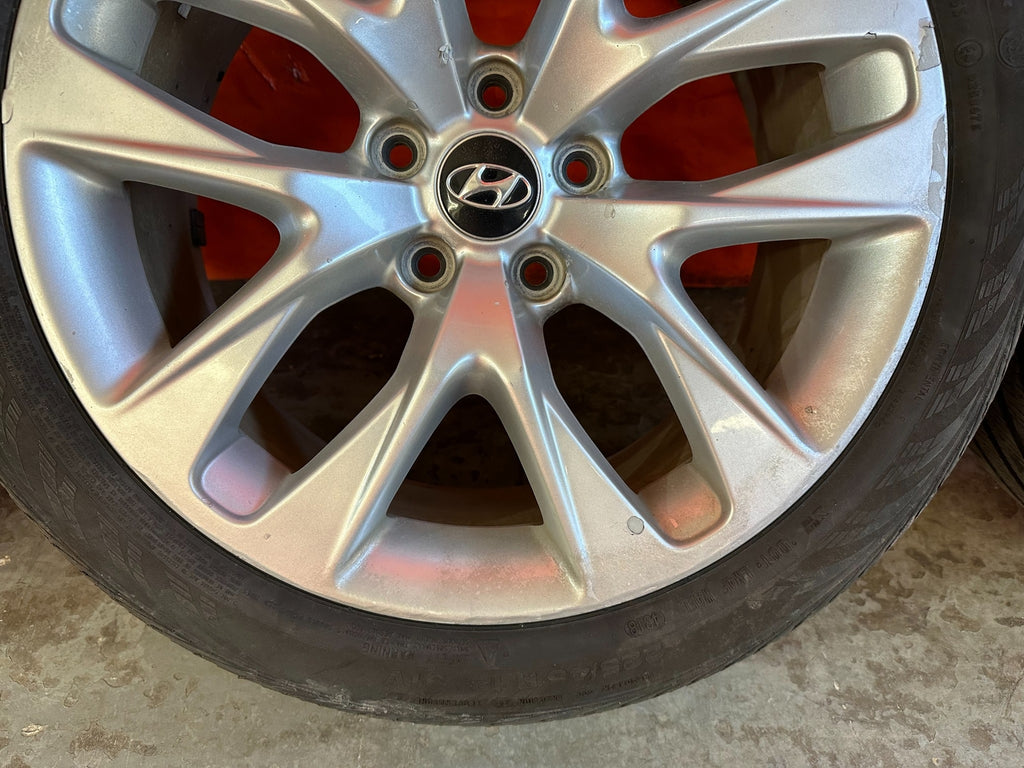 10 16 HYUNDAI GENESIS COUPE   18 INCH FACTORY WHEELS W/ TIRES   OEM OE RIMS #2196